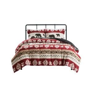 Tunbridge 3-Piece Red/Black King/Cal King Print Sherpa Comforter Set