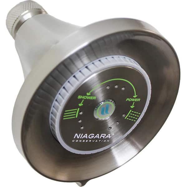 Earth Luxe 3-Spray 3.35 in. Fixed Mount Round 1.25 GPM Showerhead in Brushed Nickel