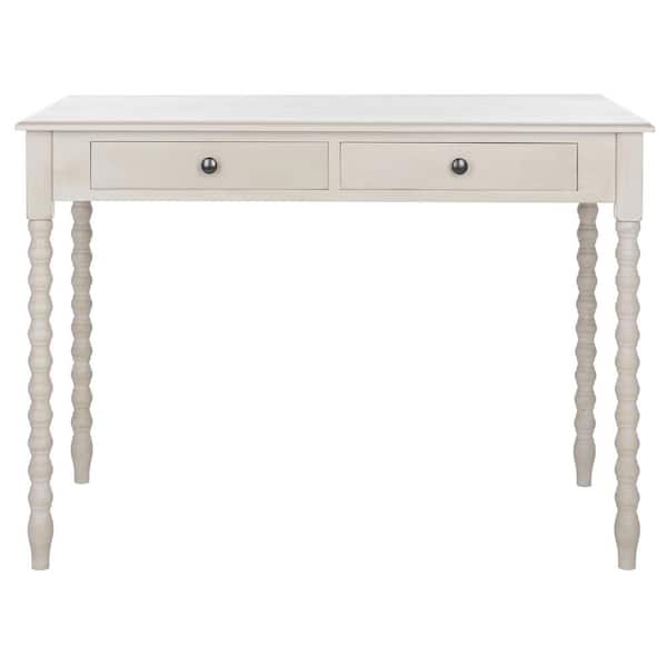 SAFAVIEH O' Mara 42 in. White/Beige Wood 2-Drawer Writing Desk