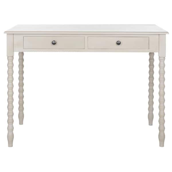 SAFAVIEH O' Mara 42 in. White/Beige Wood 2-Drawer Writing Desk