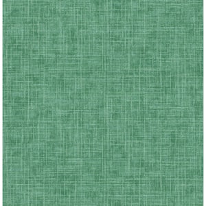 Emerson Green Faux Linen Wallpaper Sample