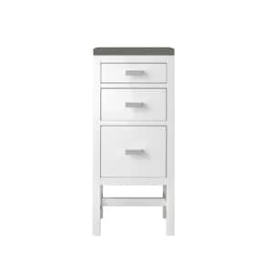 Addison 15 in. W x 15 in.D x 34.4 in. H Vanity Side Cabinet in Glossy White with Grey Expo Quartz Top