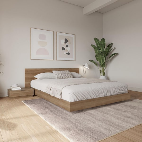 Satori Brown Oak 1-Drawer Nightstand, (Set of 2)