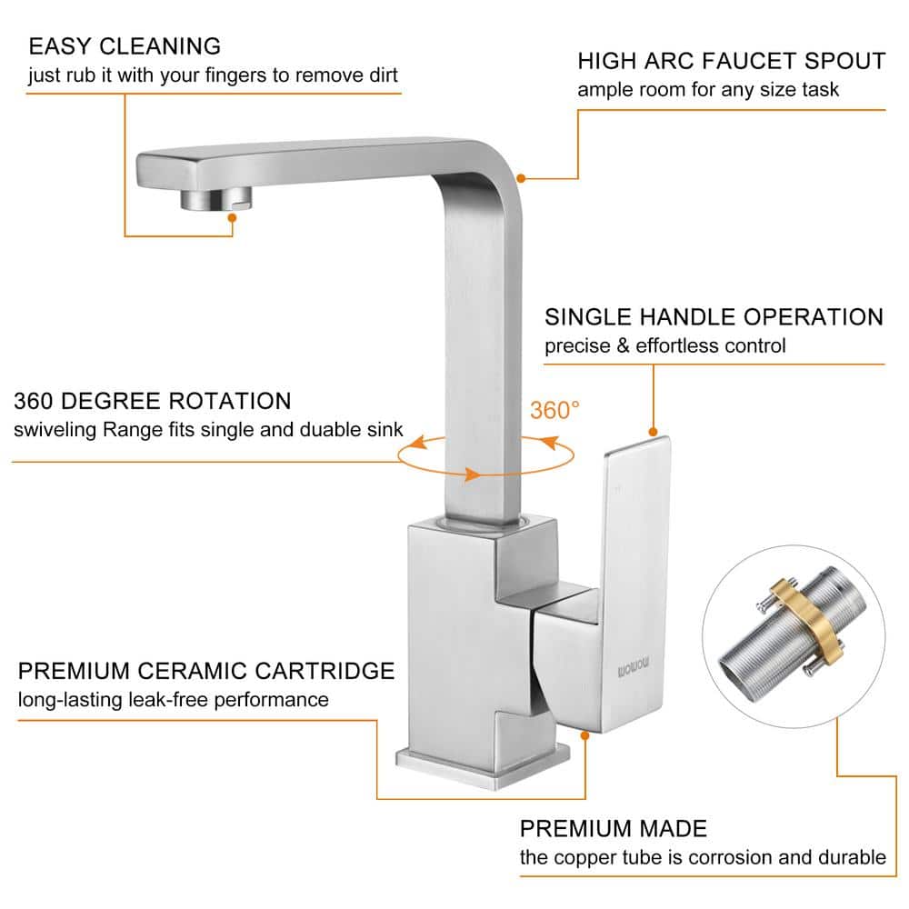 Brushed Nickel Stainless Steel Single Handle Bar Faucet
