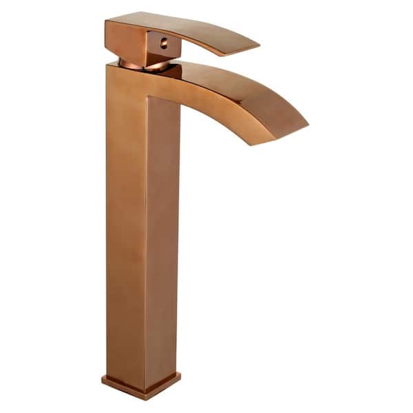 Eisen Home Marella Single-Handle Single-Hole Vessel Bathroom Faucet in Polished Rose Gold