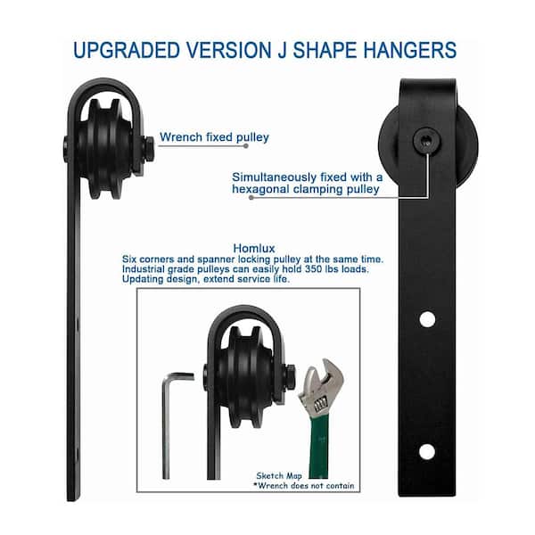 11.5 in. Black J-Shape Steel Barn Style Sliding Door Hardware Replacement Roller (2-Pack) 11.5 in. Black J-Shape Steel Barn Style Sliding Door Hardware Replacement Roller (2-Pack)