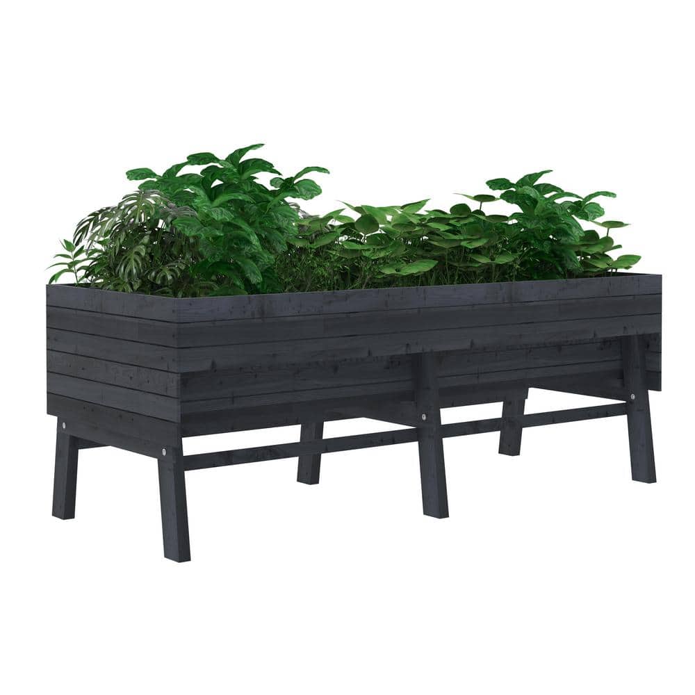 71 in. L x 31 in. W Large Wooden Raised Garden Bed Outdoor with Legs and Liner, Dark Gray price history on PriceWatchPro