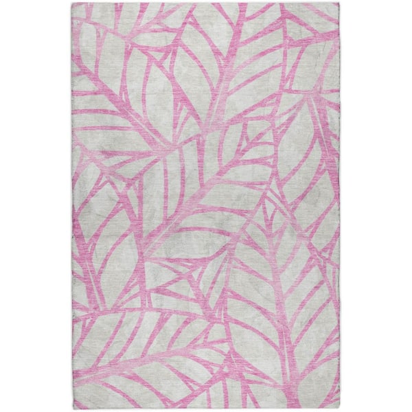Dream Shag Premium Machine Washable Abstract ADS741 Pink 5 ft. x 7 ft. 6 in. Area Rug