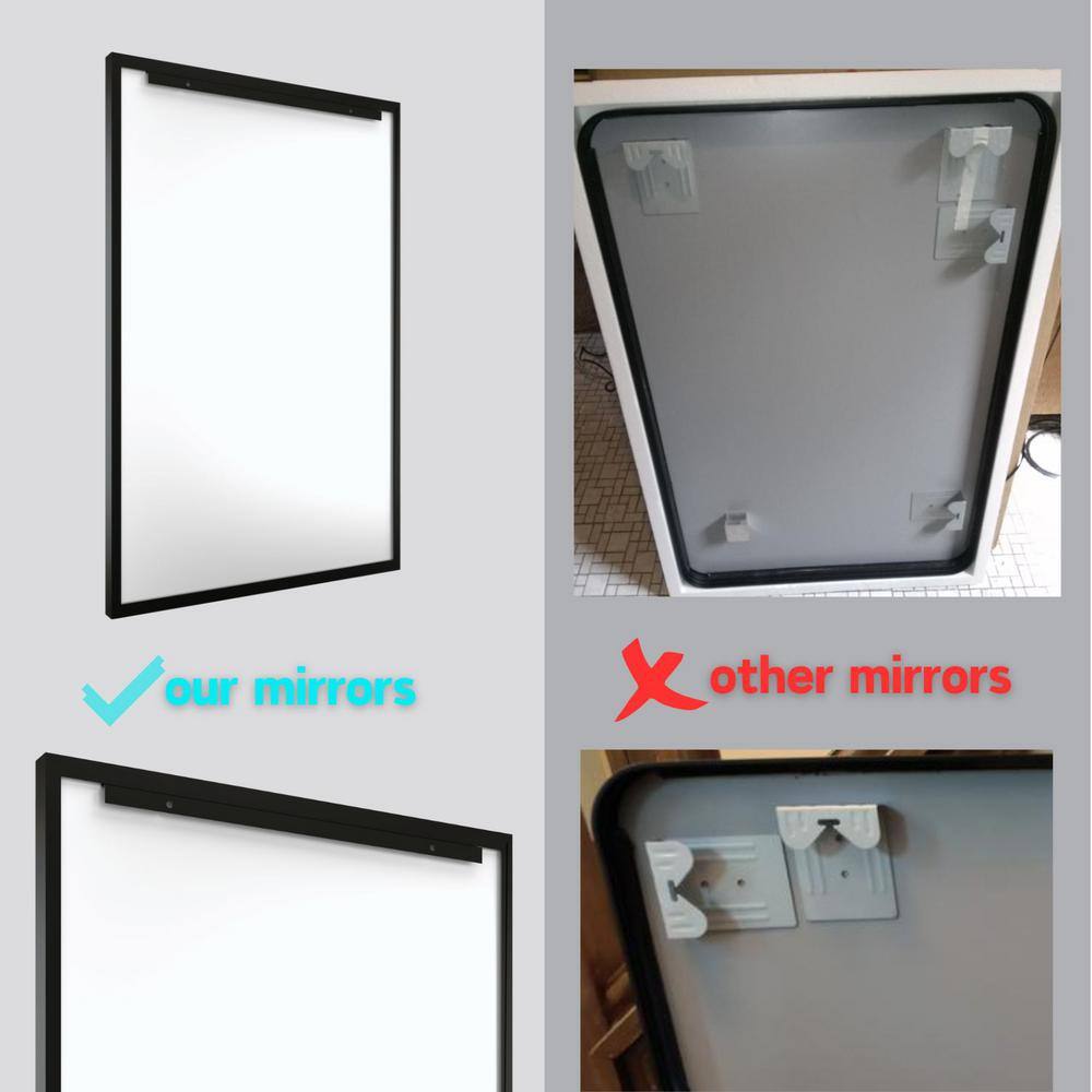 24" x 36" Black Metal Framed Rectangular Vanity Mirror