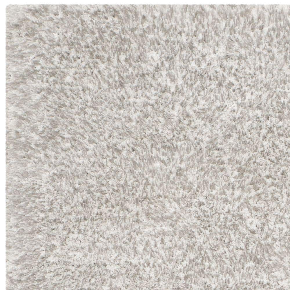 Hand-Tufted Ice Gray Synthetic Shag Rug, 4' x 6'