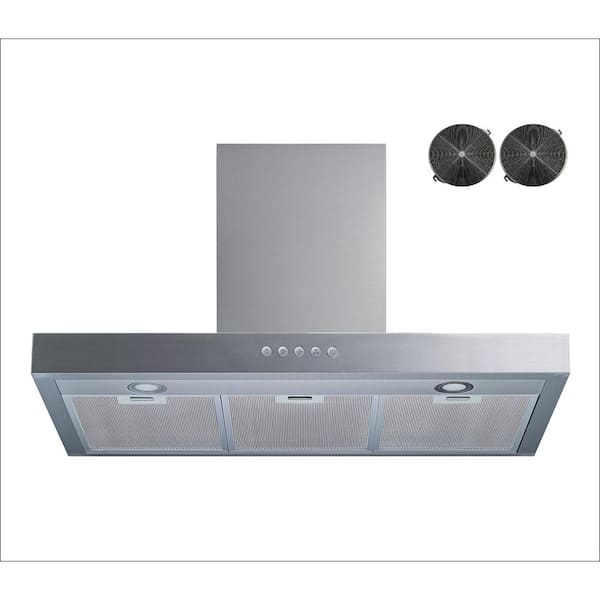 30 in. 600 CFM Convertible Wall Mount Range Hood in Stainless Steel with Mesh and Charcoal Filters, Push Sensor Control