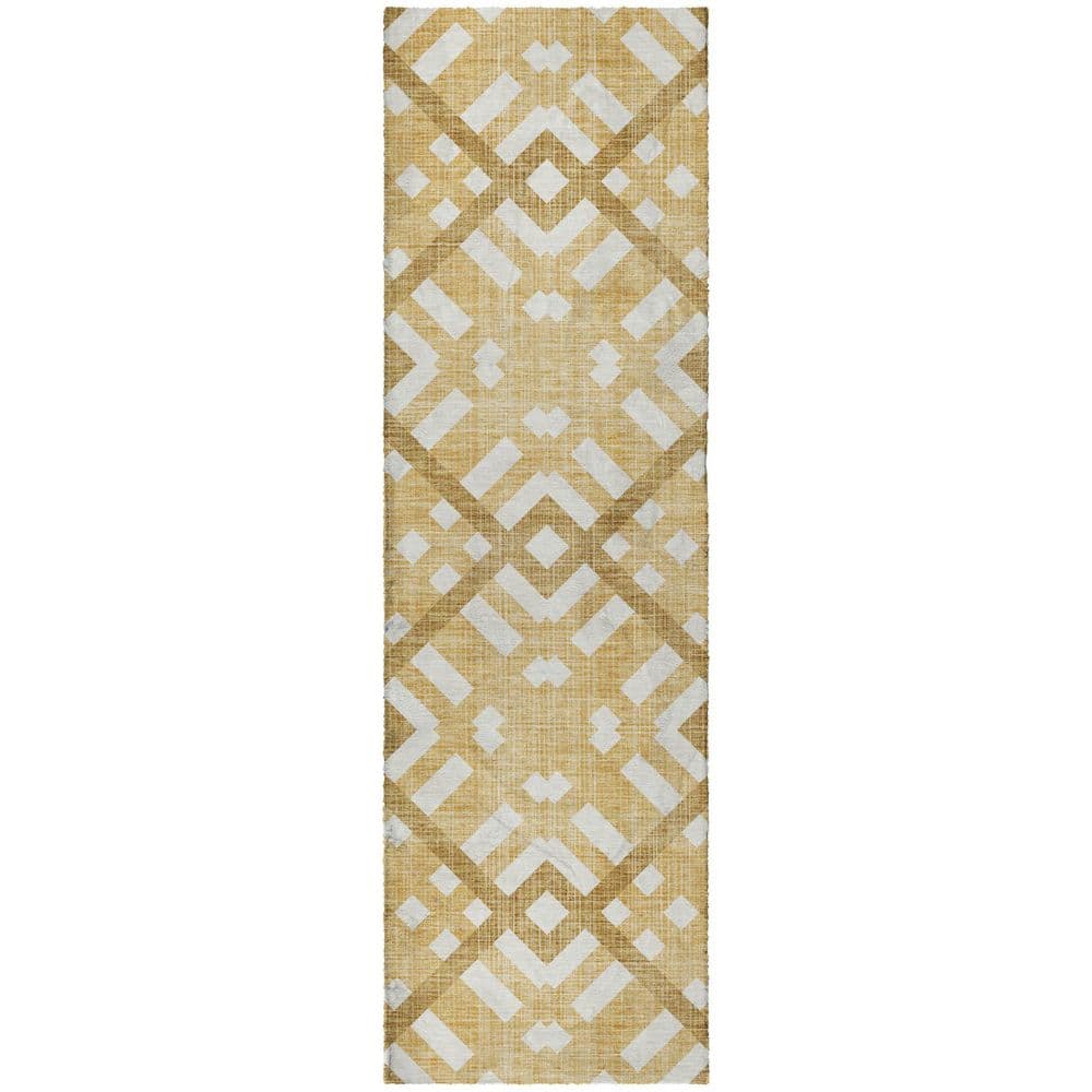 Dream Shag Premium Machine Washable Abstract ADS616 Gold 2 ft. x 7 ft. Runner Rug price history on PriceWatchPro