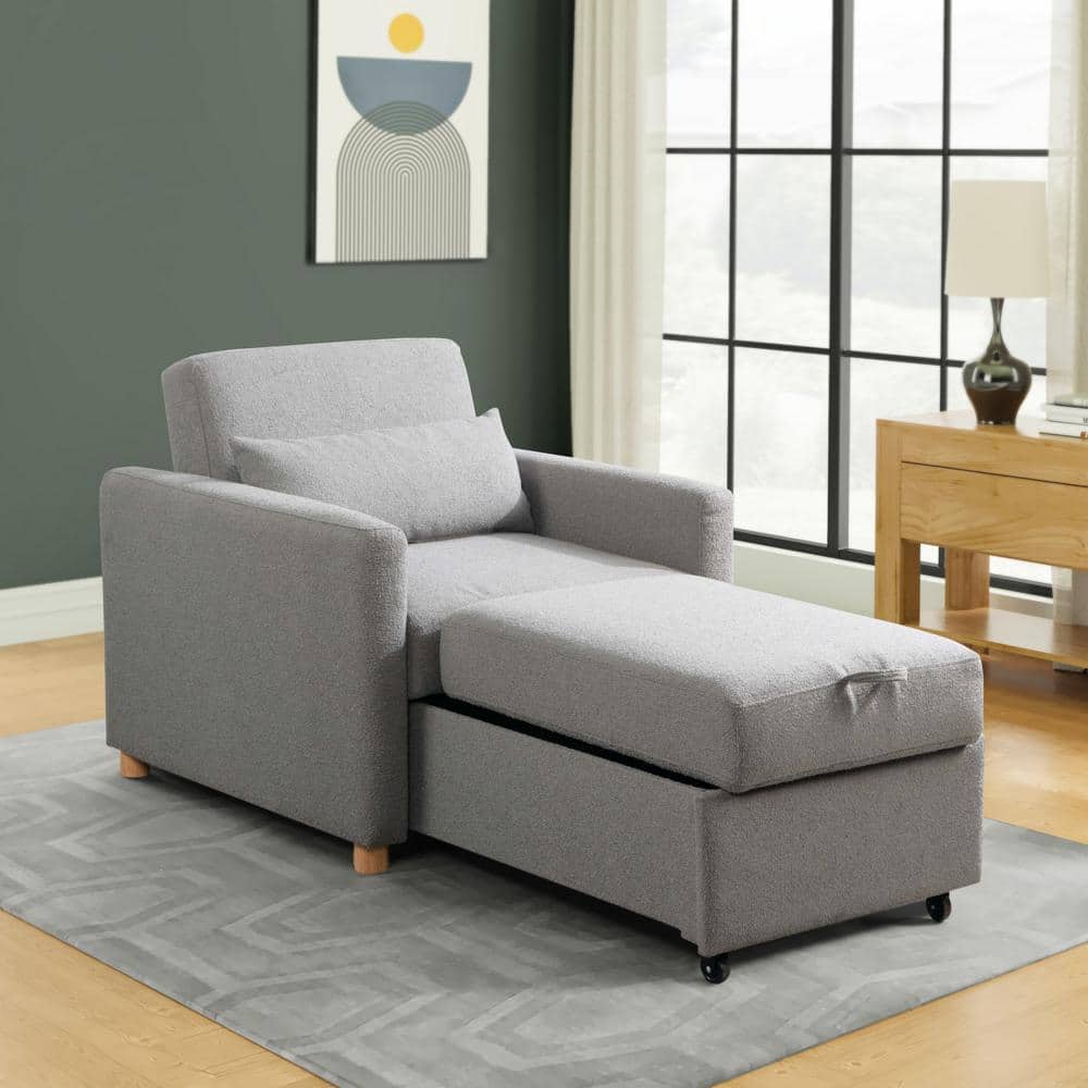 Serta Corwin 36 in. Grey Polyester Twin Convertible Chair 111A007GRY - The Home  Depot
