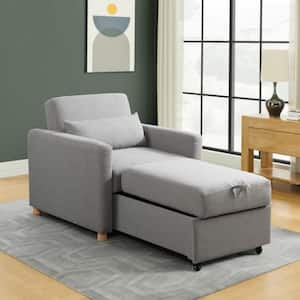 Corwin 36 in. Grey Polyester Twin Convertible Chair