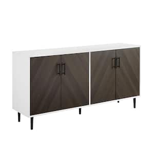 Hampton 58 in. Ash Brown Bookmatch and Solid White Buffet Stand