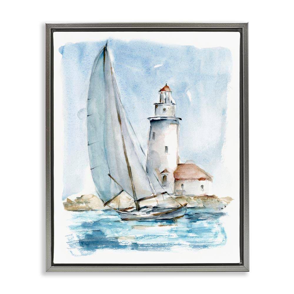 Stupell Industries Nautical Sailboat & Lighthouse by Ethan Harper Gray ...