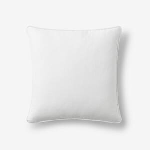 Linen White Solid Machine Washable 20 in. x 20 in. Throw Pillow Cover