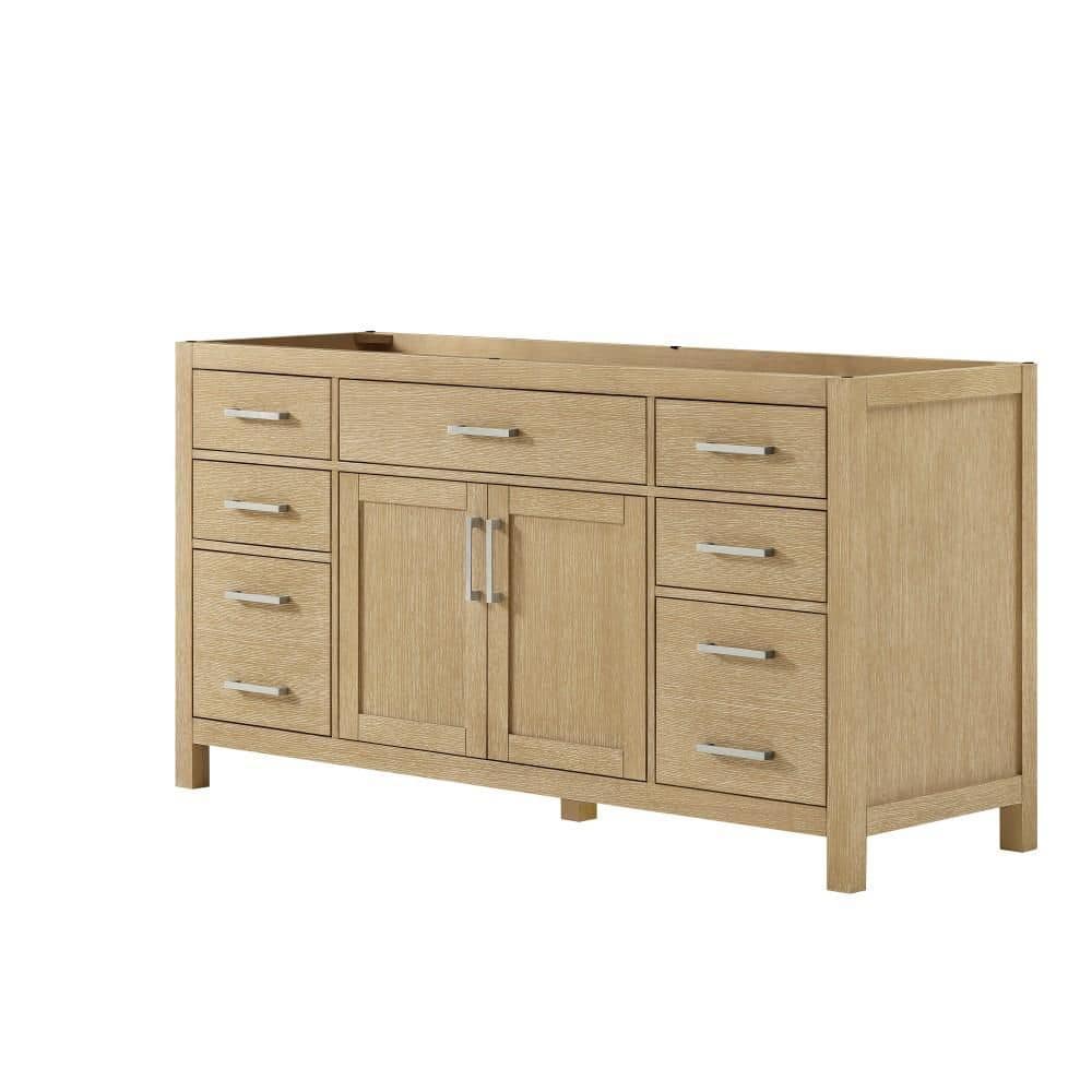 Beckett 65 in. Bath Vanity Cabinet without Top in Whitewashed Oak
