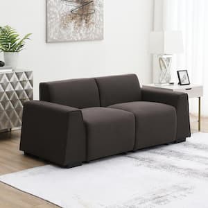 71 in. Modern Linen Exquisite Loveseat 2 Seat Sofa Couch with Wide Armrests for Bedroom Living Room Apartment, Brown