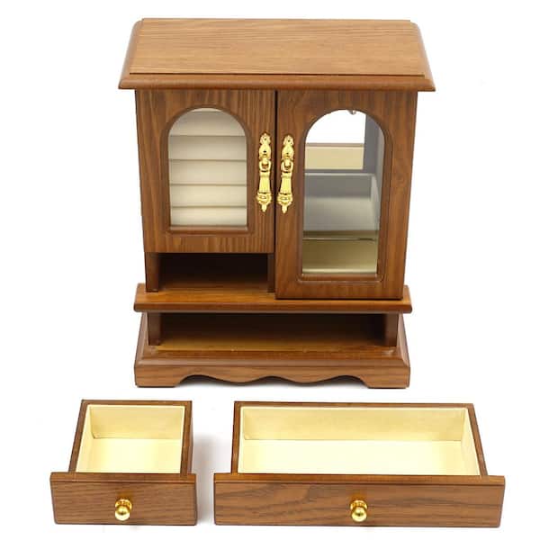 chaoshihui Vintage Wooden Jewelry Organizer Retro Wooden Storage