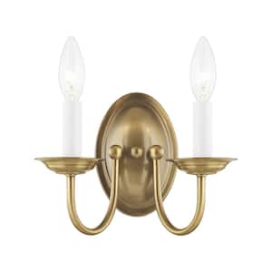 Callahan 9.75 in. 2-Light Antique Brass Wall Sconce
