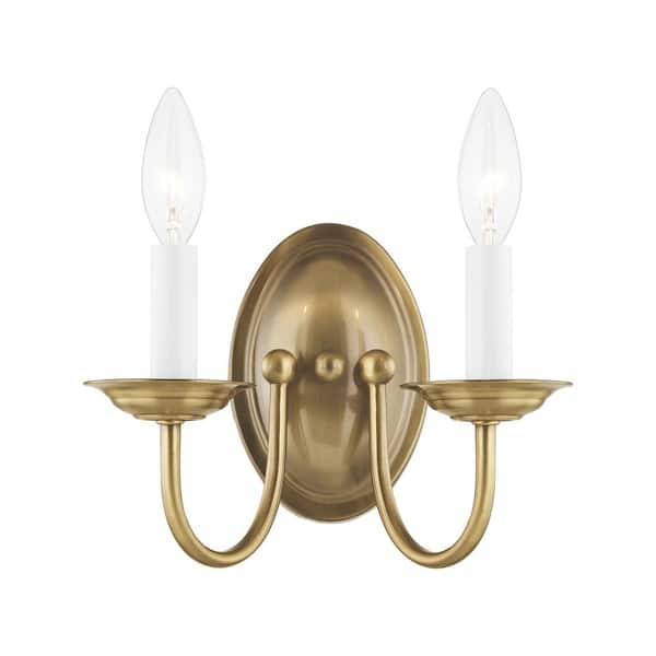 Callahan 9.75 in. 2-Light Antique Brass Wall Sconce