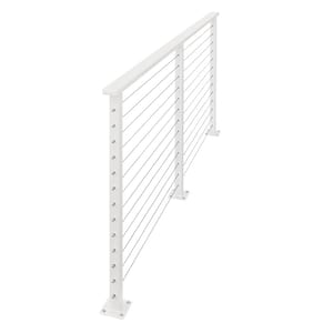 44 ft. x 42 in. White Deck Cable Railing, Base Mount