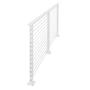 68 ft. x 42 in. White Deck Cable Railing, Base Mount