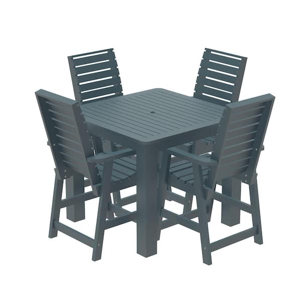 Unbranded Glennville 5-Pieces Square Recycled Plastic Outdoor Counter Dining Set