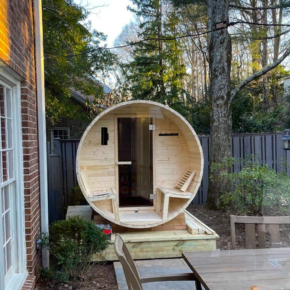 White Pine 8-Person Barrel Sauna with 9 kW Heater