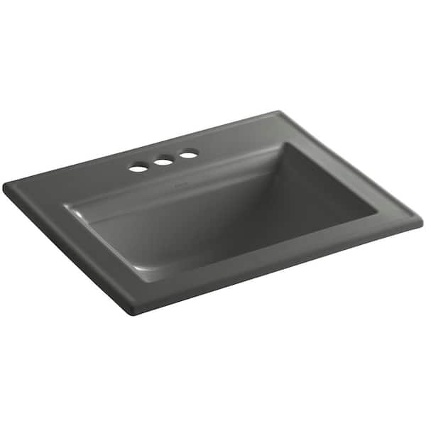 KOHLER Memoirs Stately 22-3/4 in. Drop-In Vitreous China Bathroom Sink in Thunder Grey