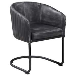 Banner Anthracite and Matte Black Faux Leather Dining Chair