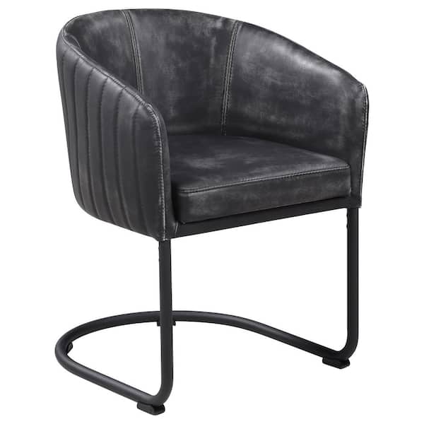 Coaster Banner Anthracite and Matte Black Faux Leather Dining Chair