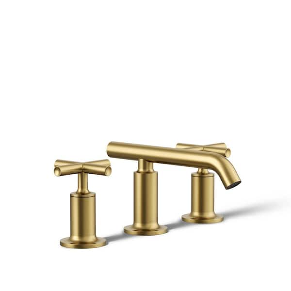 KOHLER Purist 2-Handle 8 in. Widespread Bathroom Faucet with Low Cross Handles and Low Spout in Vibrant Brushed Moderne Brass