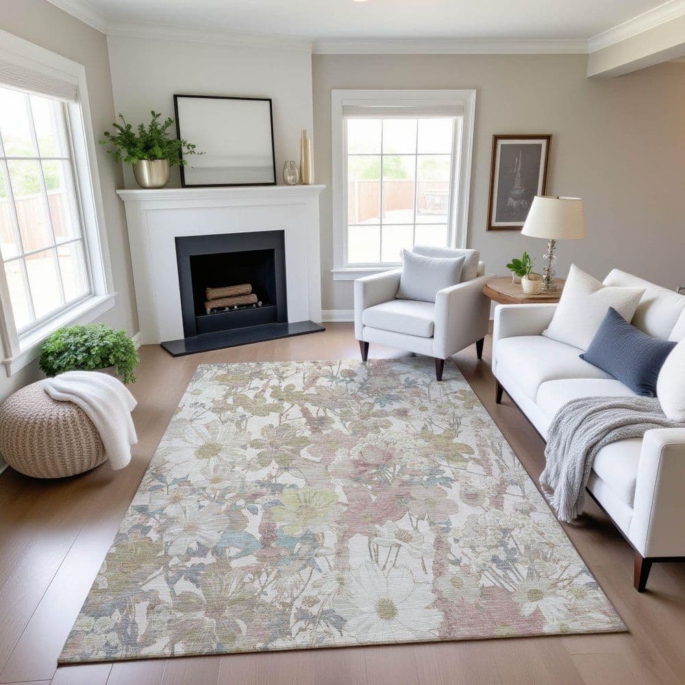 Mayfield Premium Machine Washable Abstract AMF1506 Ivory 3 ft. x 4 ft. Area Rug price history on PriceWatchPro