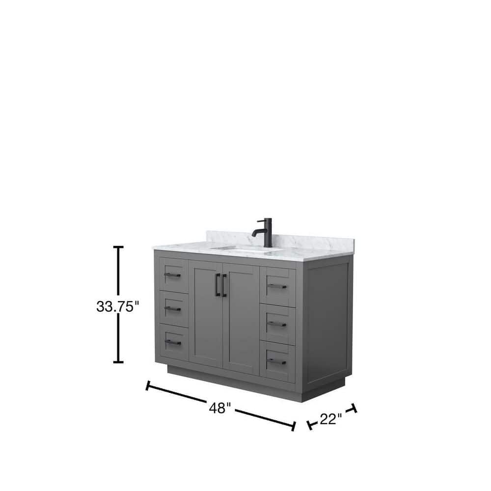 Miranda 48" Dark Gray European Shaker Bathroom Vanity with White Carrara Marble Top