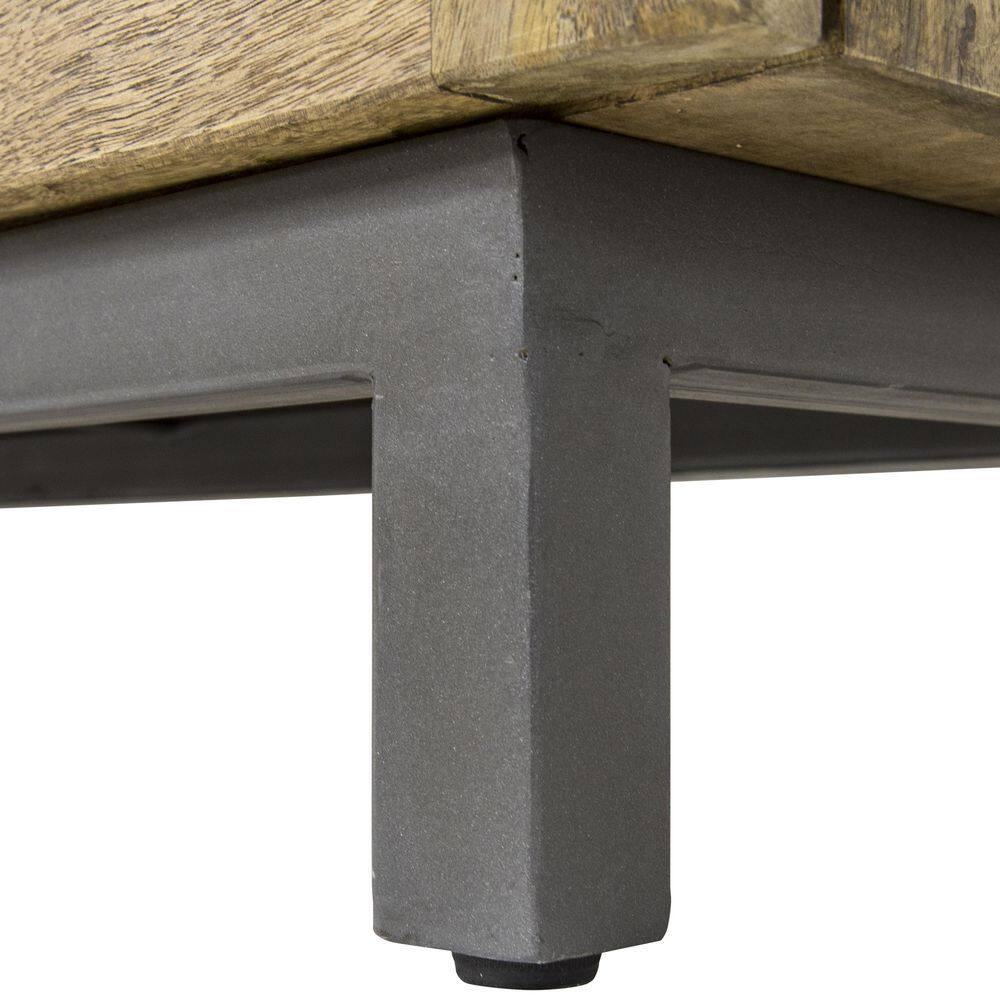 Brown and Gold Mango Wood Console Table with Storage