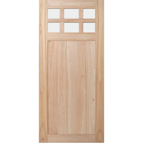 JELD-WEN 36 in. x 80 in. Farmhouse Unfinished Solid Wood 6 Lite Obscure Glass Interior Door Slab
