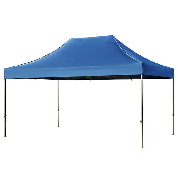 10 ft. x 15 ft. Blue Heavy Duty Pop Up Canopy Tent with 4 Sidewalls, 3 Height Adjustable for Weddings, Events, Backyard