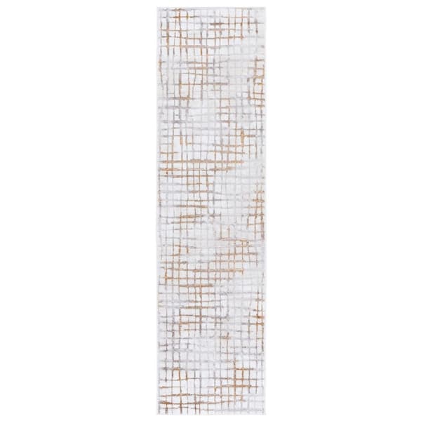 Orchard 2 ft. x 8 ft. Gold/Ivory Modern Minimalist Lattice Runner Rug