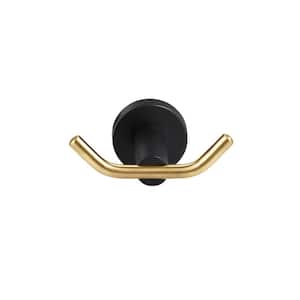 Knob-Hook Double Robe/Towel Hook in Gold and Black