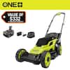 RYOBI ONE+ 18V 13 in. Cordless Battery Walk Behind Push Lawn Mower with 4.0 Ah Battery and Charger P1180