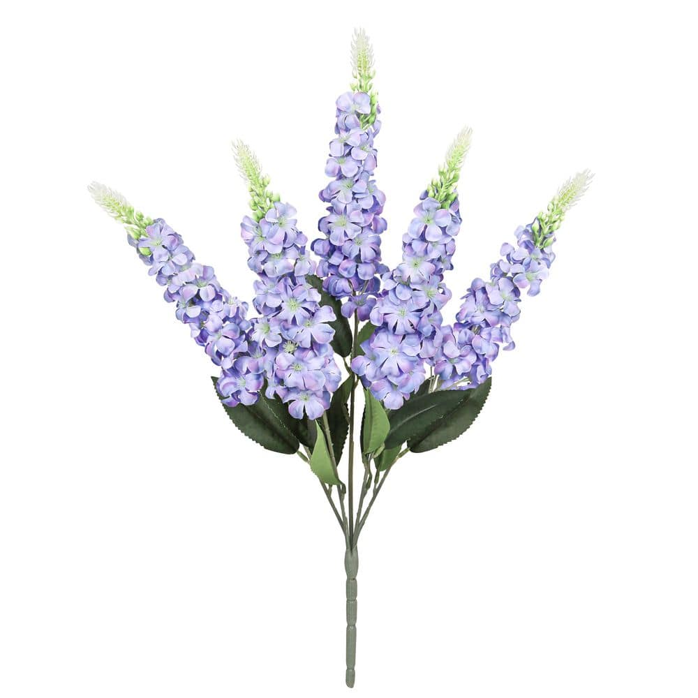 LIVING LUXURY 23 in. Periwinkle Purple Artificial Larkspur Flower