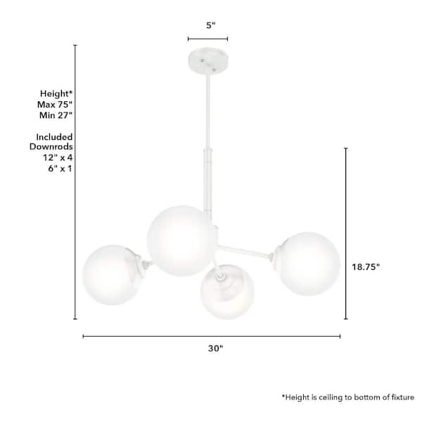Hunter Hepburn 4 Light Matte White Chandelier Bedroom Light