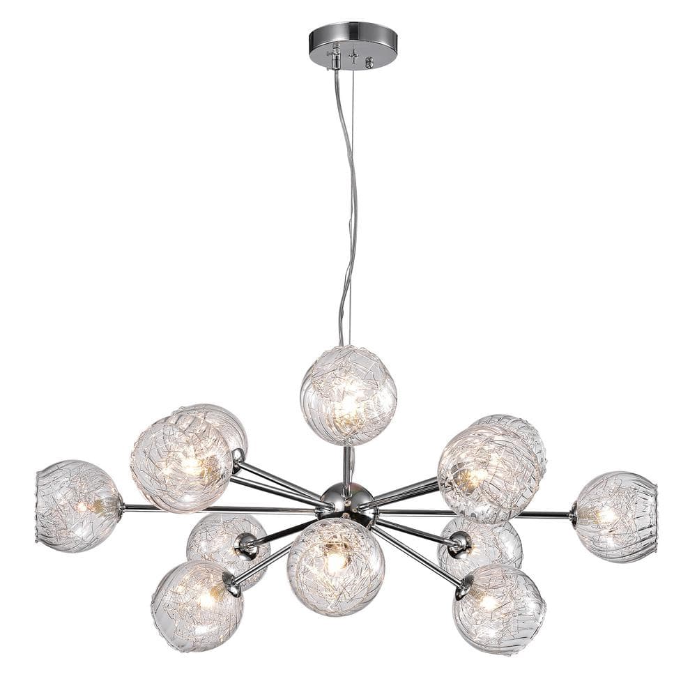 Ginherd Chrome 31.5" Sputnik Chandelier with Twisted Rib Glass Shades