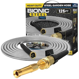 Pro 5/8 in. x 125 ft. Heavy-Duty Stainless Steel Garden Hose with Brass Fitting