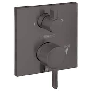 Ecostat 2-Handle Wall Mount Shower Trim Kit in Brushed Black Chrome Valve Not Included