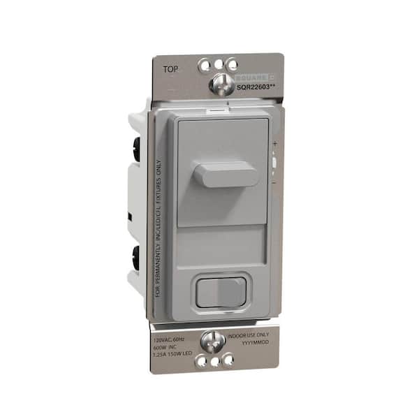 X Series 15 Amp 600-Watt Single-Pole/3-Way Slider Dimmer Light Switch Back Wire Clamps Matte Gray