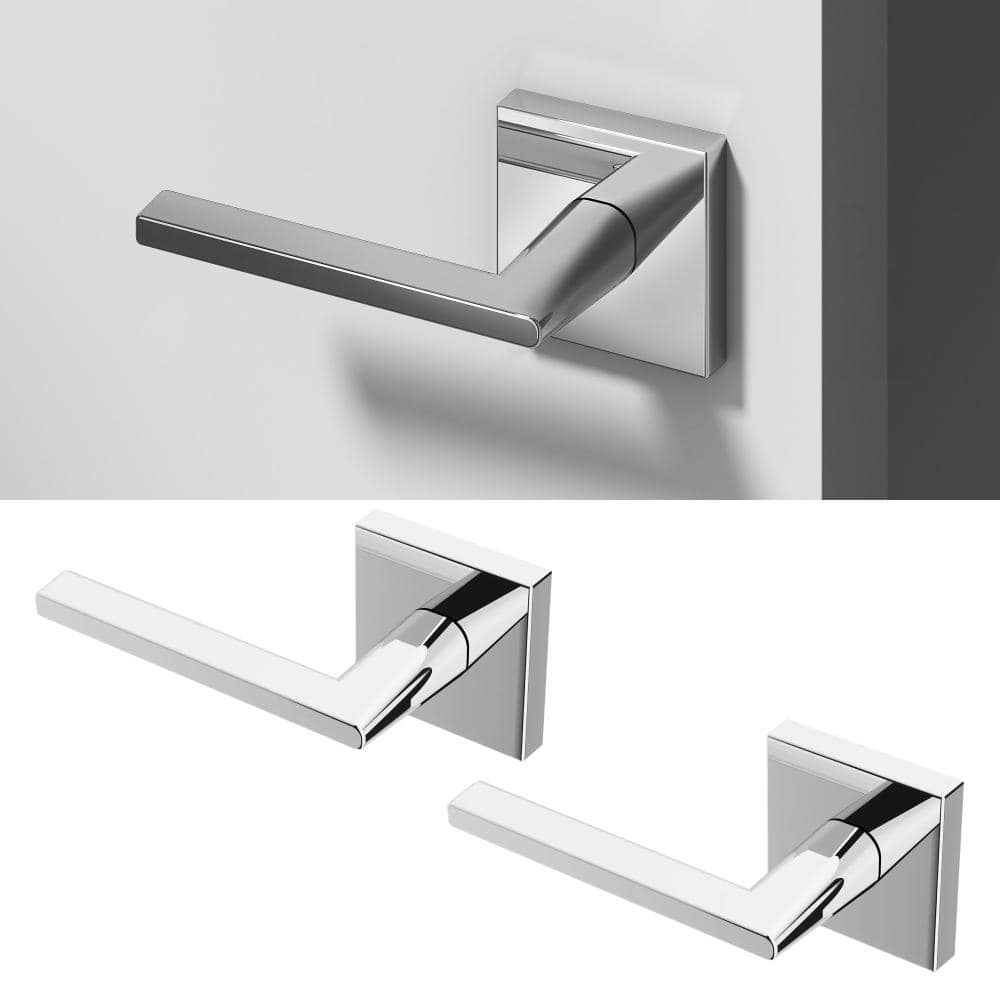 Okun Quadra Metal Chrome Dummy Door Handle with Square Rosette 2