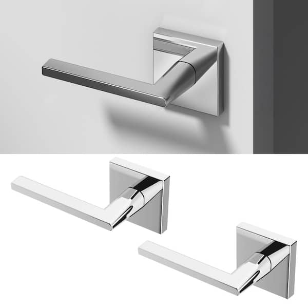 Okun Quadra Metal Chrome Dummy Door Handle with Square Rosette 2
